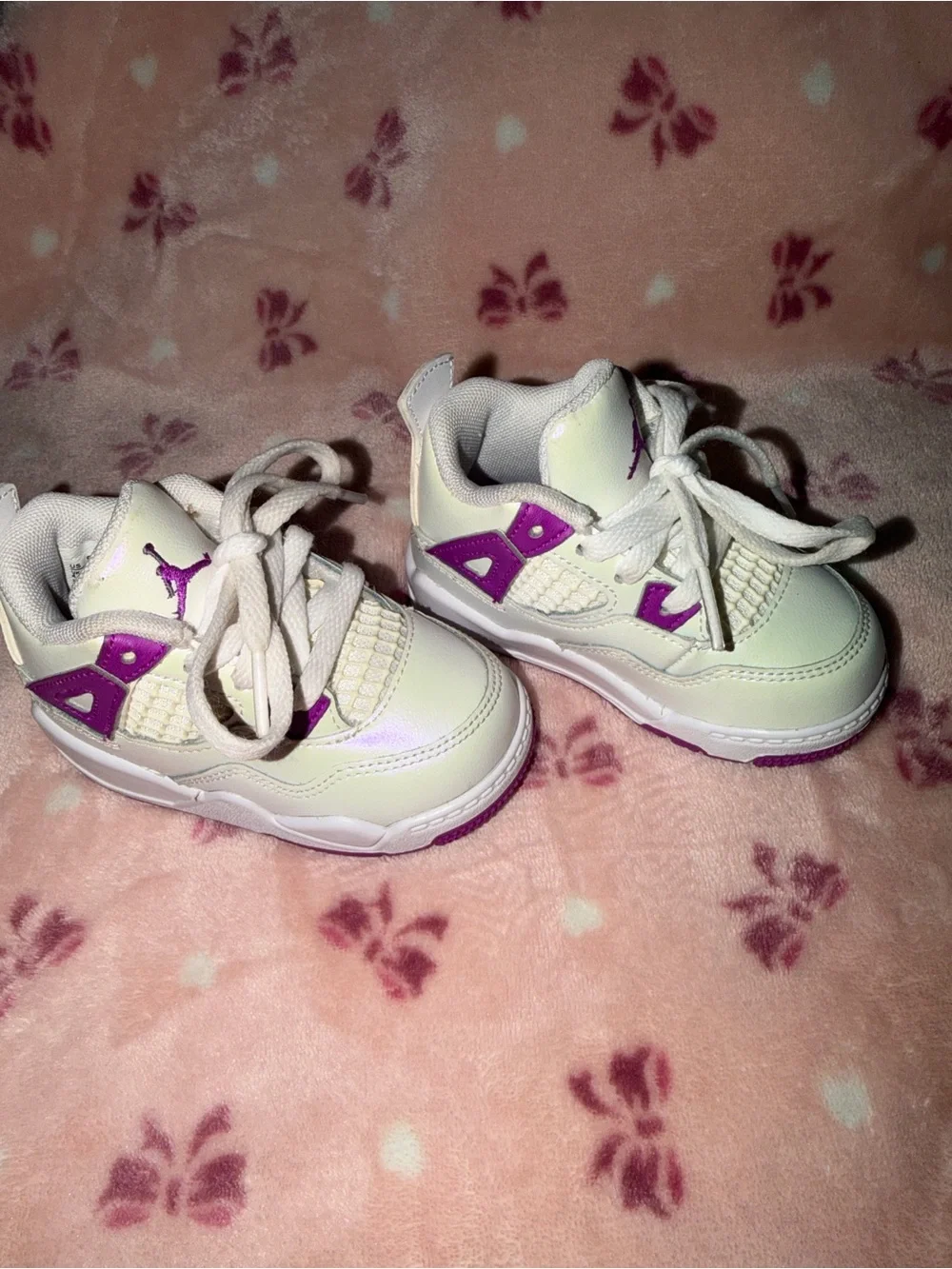 Jordan Baby Sneakers in White with Purple Accents